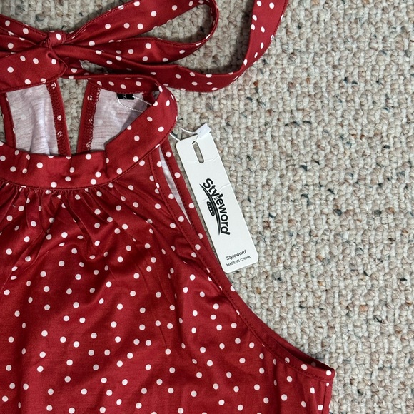 New With Tags Red Polka Dot Halter Maxi Dress - Picture 4 of 8
